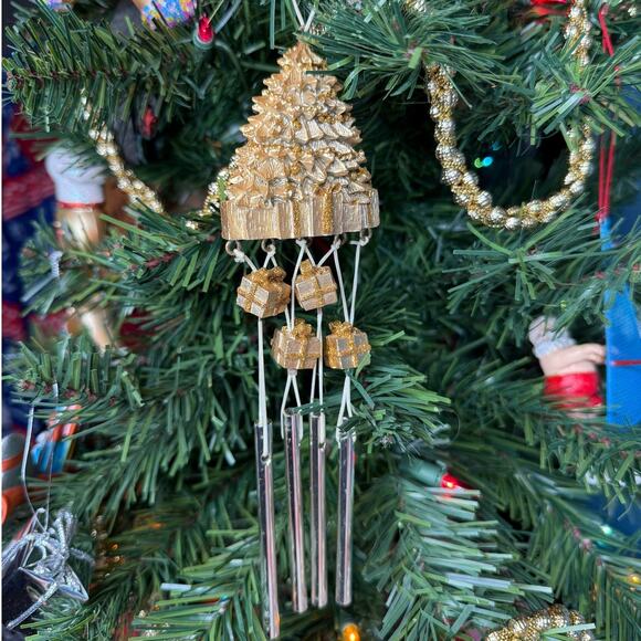 Golden Christmas Tree and Gifts Wind-Chime Tree Ornament - Picture 3 of 3